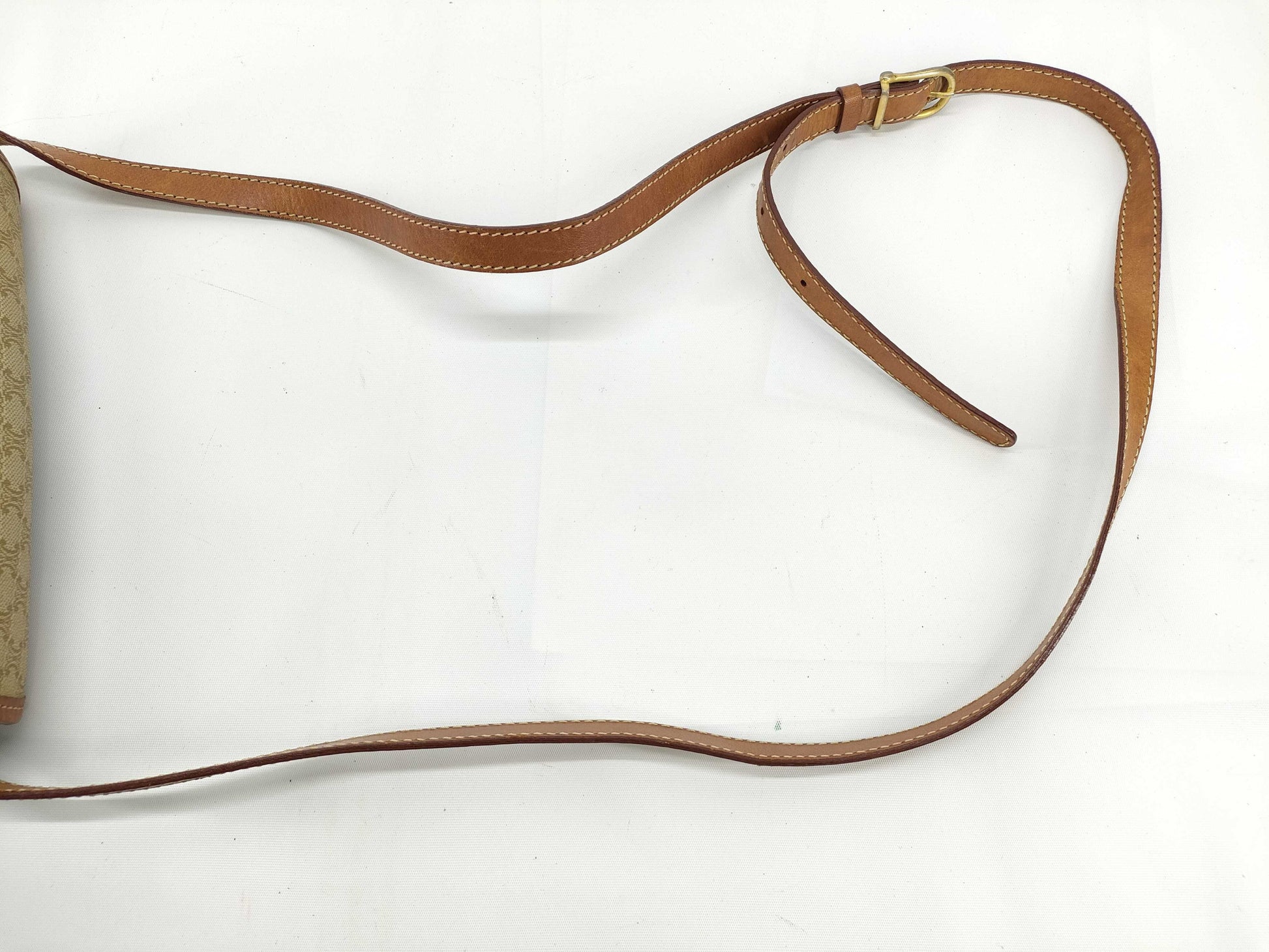 CELINE Macadam Shoulder Bag Beige Brown Shoulder Bag