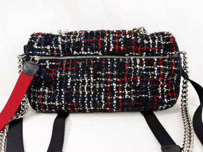 CHANEL Matelasse Black Lamé Tweed x Nylon Tanlock 2-Way Shoulder Bag, W26cm [Card and sticker included] Silver Hardware Shoulder Bag 24712517