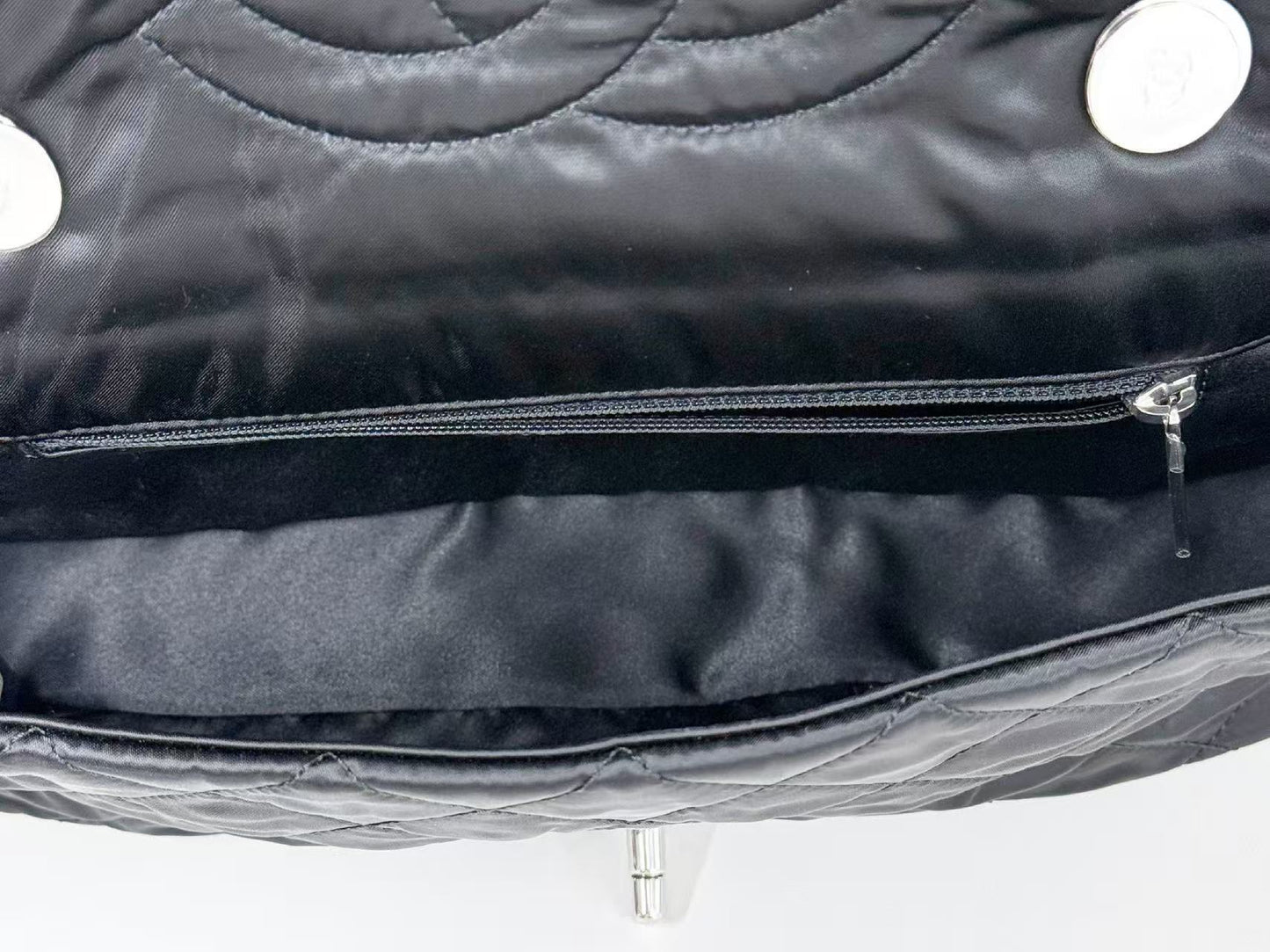 CHANEL Matelasse Black Lamé Tweed x Nylon Tanlock 2-Way Shoulder Bag, W26cm [Card and sticker included] Silver Hardware Shoulder Bag 24712517