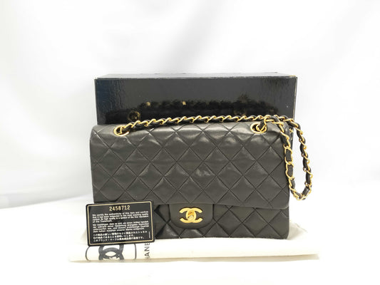 CHANEL Matelasse Chain Shoulder Bag with Turn Lock, Black