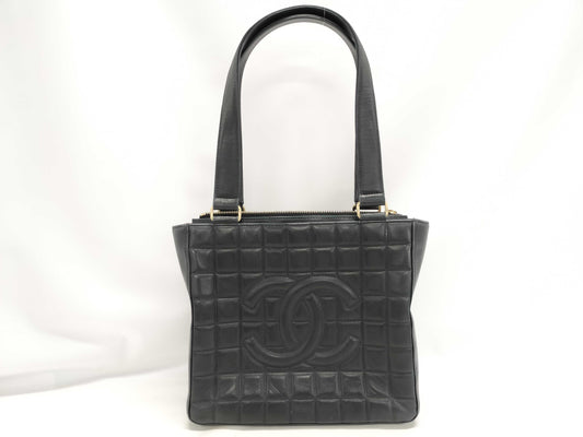 CHANEL Chocolate Bar Handbag with Coco Mark, Black Tote Bag