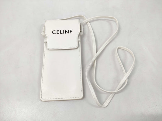 CELINE CE Logo Shoulder Bag White 