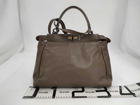 FENDI F Peekaboo 2-way Handbag Khaki Shoulder Bag