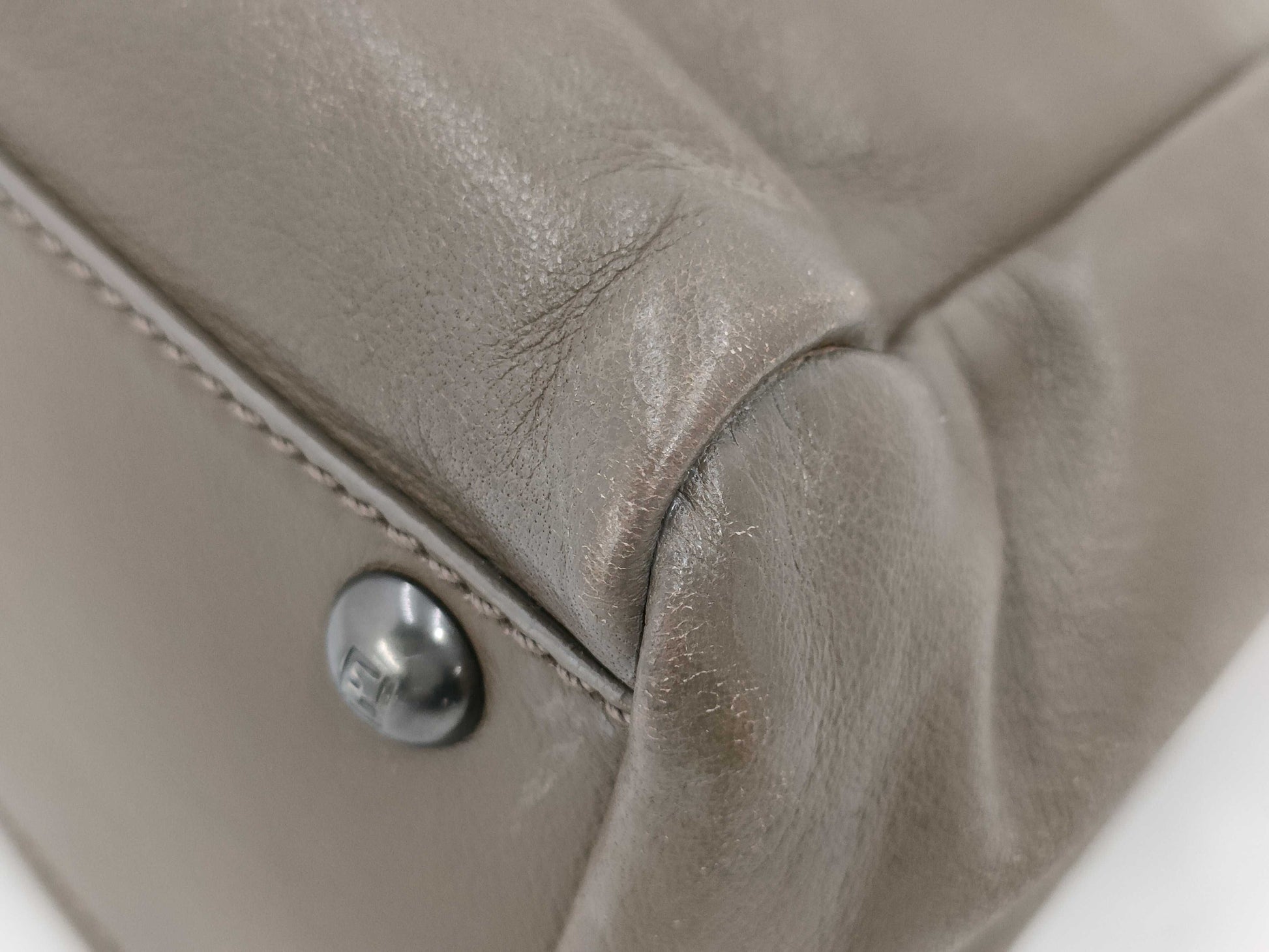FENDI F Peekaboo 2-way Handbag Khaki Shoulder Bag