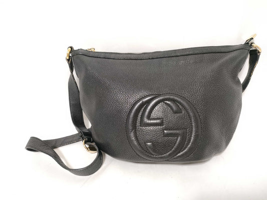 GUCCI Soho Handbag, Leather, Black, 308361, Shoulder Bag