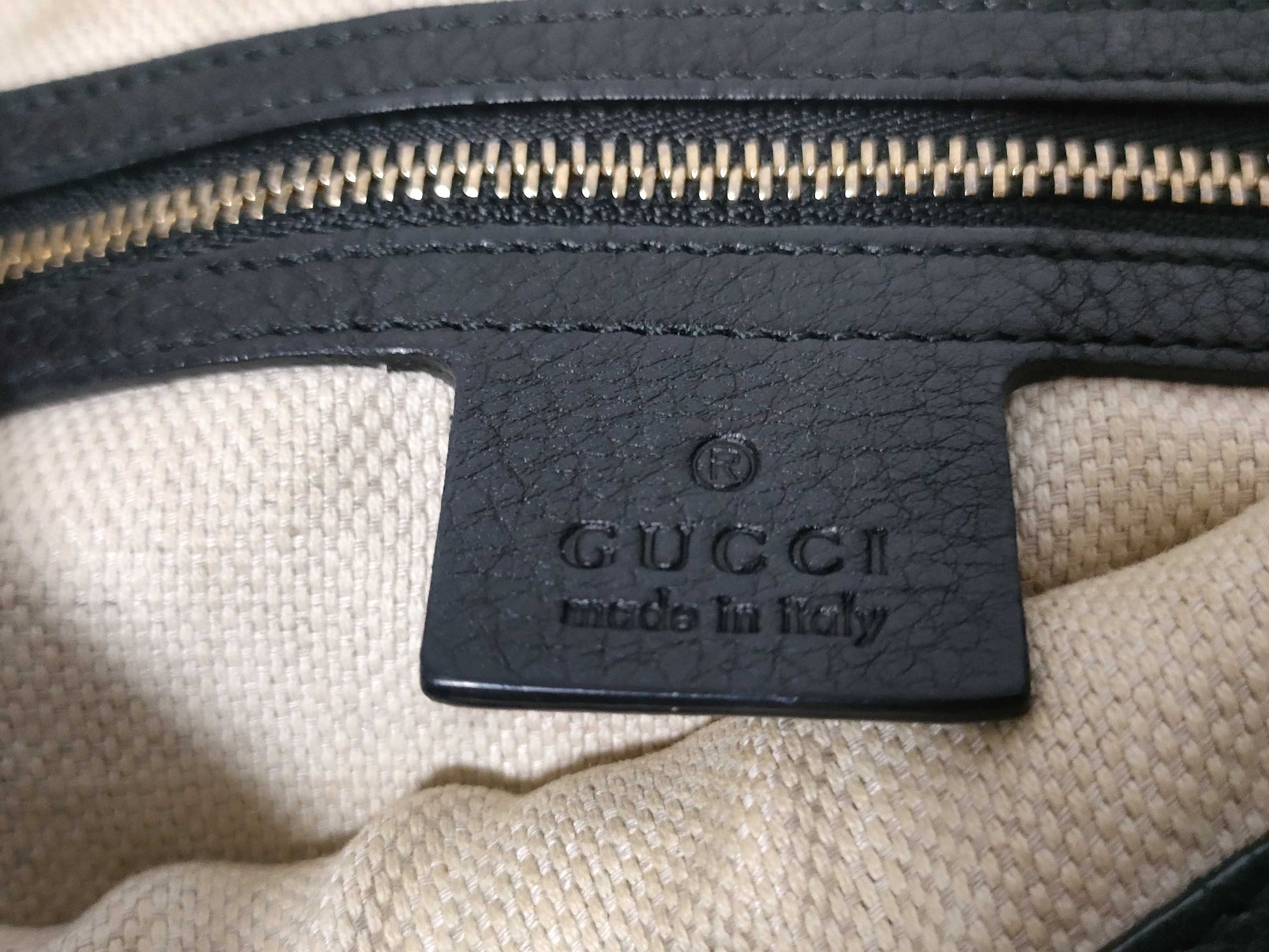 GUCCI Soho Handbag, Leather, Black, 308361, Shoulder Bag
