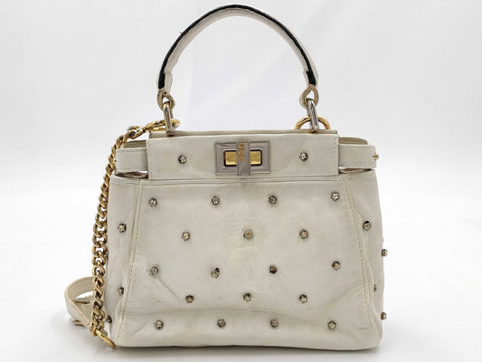 FENDI Peekaboo Studded Beaded Handbag
