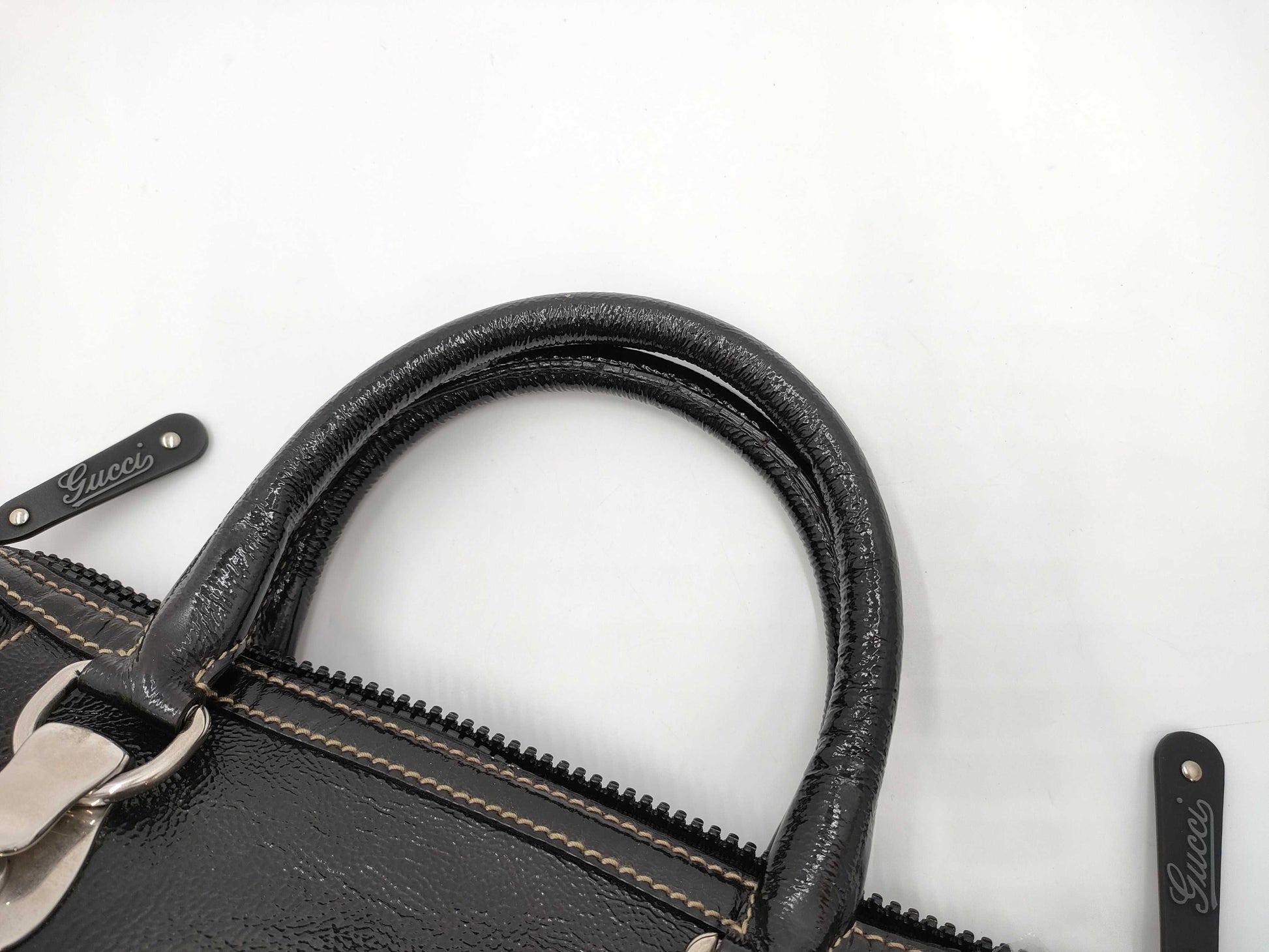 GUCCI GUCCI Dialux Snowgram Boston Bag Black Handbag