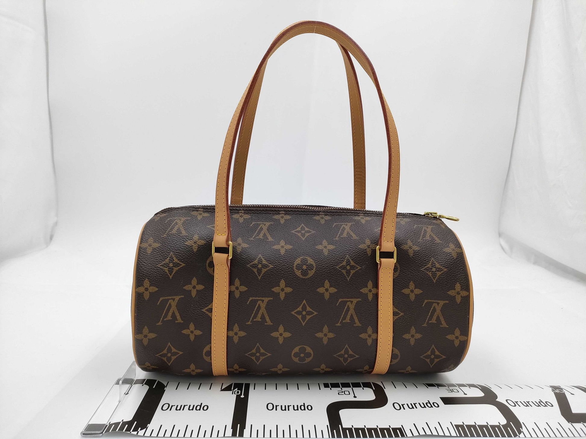 LOUIS VUITTON LV Papillon Handbag Bag PVC Coated Canvas Leather Monogram Brown Handbag