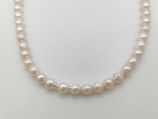 Semi-Round Pearl, Diameter 7.0mm-7.3mm, Sterling Silver, 48.1g, Necklace 