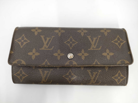 LOUIS VUITTON LV Monogram Pochette Porte Monnaie Credit Zippered Bi-fold Long Wallet