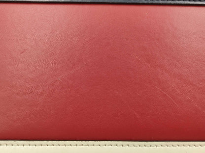 GUCCI Queen Margaret Stripe Bee 476541 White x Red x Navy Leather Shoulder Bag Women's Handbag