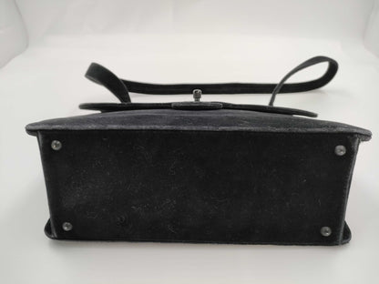 CHANEL Matelasse Velour Black Shoulder Bag with Black Hardware