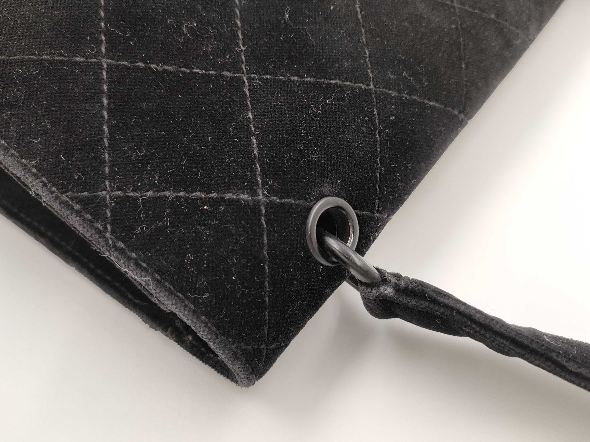 CHANEL Matelasse Velour Black Shoulder Bag with Black Hardware