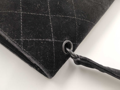 CHANEL Matelasse Velour Black Shoulder Bag with Black Hardware