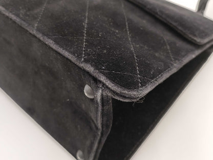 CHANEL Matelasse Velour Black Shoulder Bag with Black Hardware