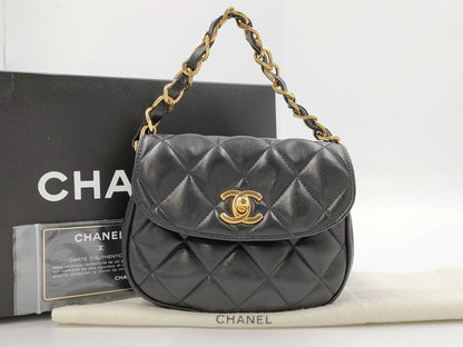 CHANEL Matelasse Handbag with Coco Mark Leather Handbag