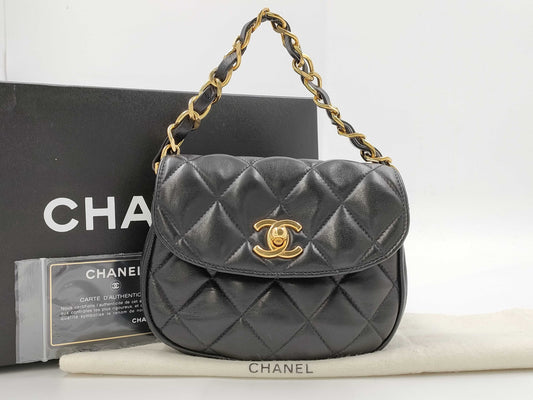 CHANEL Matelasse Handbag with Coco Mark Leather Handbag