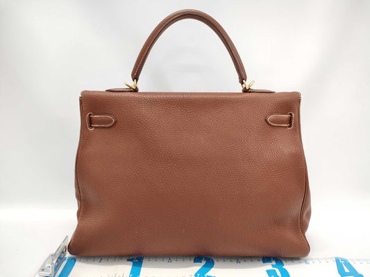 HERMES Kelly 35 Brown □D Gold Hardware Handbag