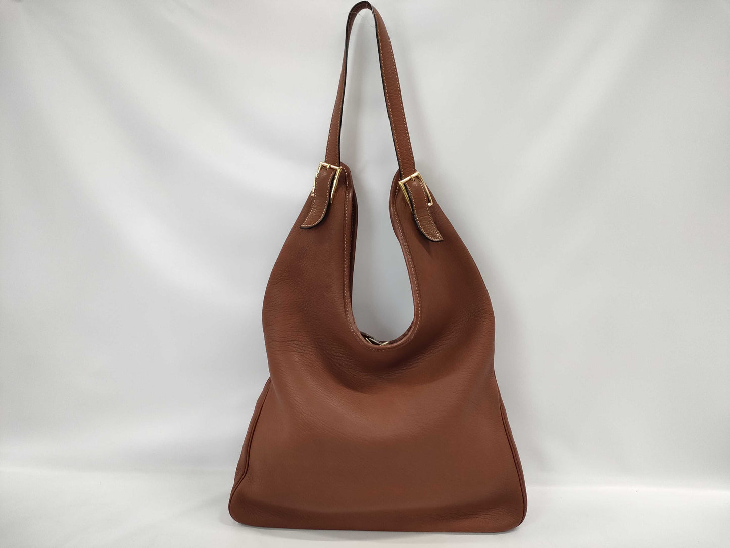 HERMES Masai PM Evergrain Shoulder Bag in Brown with Gold Hardware, Size C