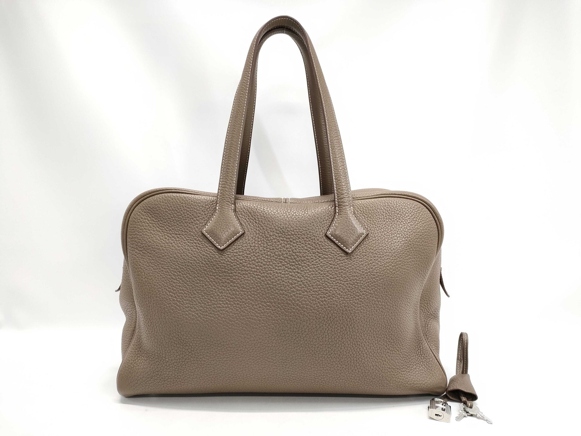 HERMES HERMES Victoria 35 Taurillon Etoupe Tote Bag