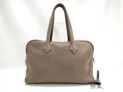 HERMES HERMES Victoria 35 Taurillon Etoupe Tote Bag