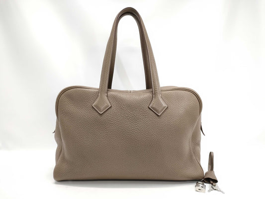 HERMES HERMES Victoria 35 Taurillon Etoupe Tote Bag