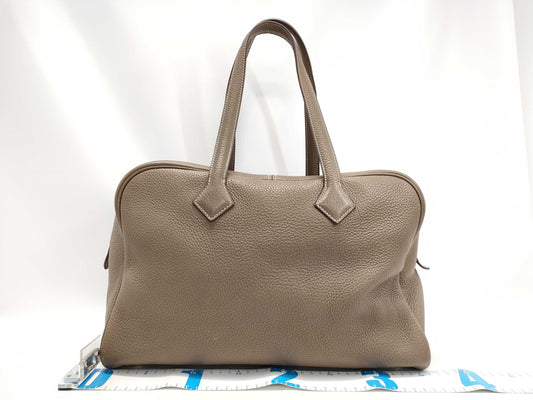 HERMES HERMES Victoria 35 Taurillon Etoupe Tote Bag