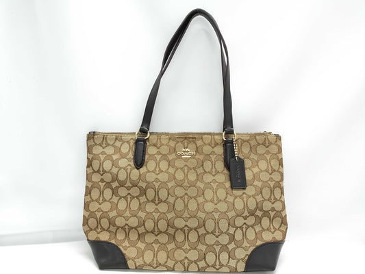 COACH Tote Bag Beige Signature A1811-F29958 Tote Bag