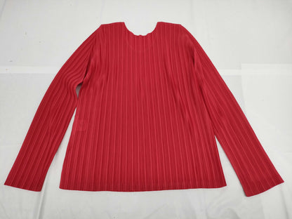 ISSEY MIYAKE Pleats Please/Long Sleeve/Top Red Size 3 Top