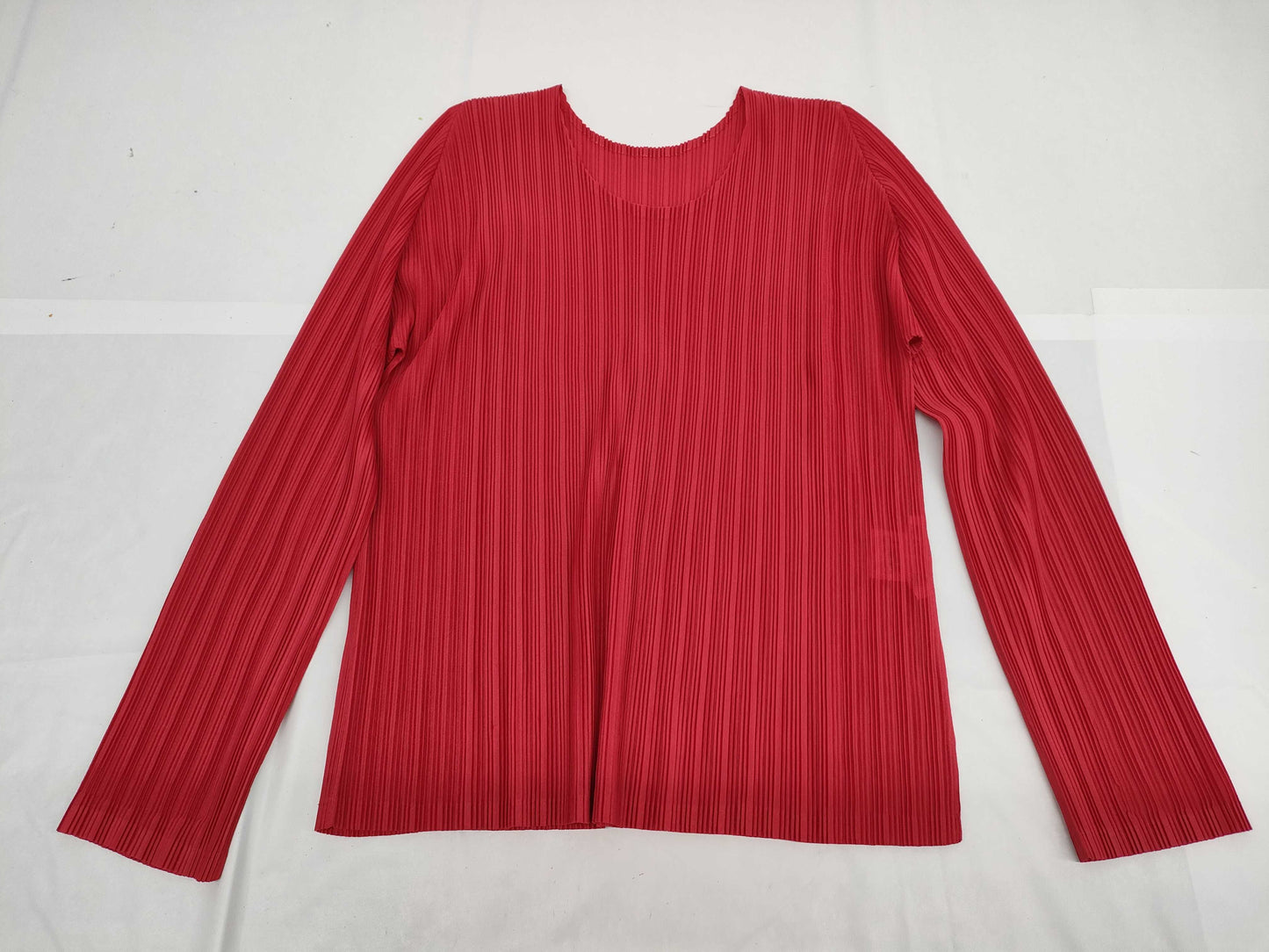 ISSEY MIYAKE Pleats Please/Long Sleeve/Top Red Size 3 Top