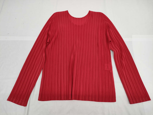 ISSEY MIYAKE Pleats Please/Long Sleeve/Top Red Size 3 Top
