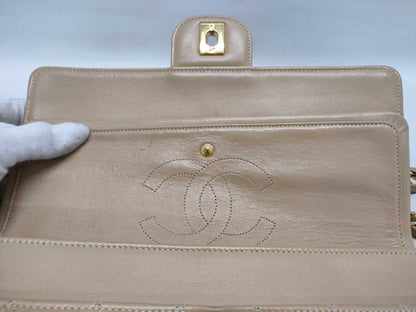 CHANEL Matelasse Matelasse 26 Double Flap Beige Shoulder Bag