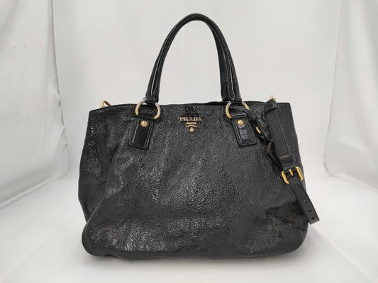 PRADA PRADA Patent Leather Hand Shoulder Tote Bag 2WAY Bag