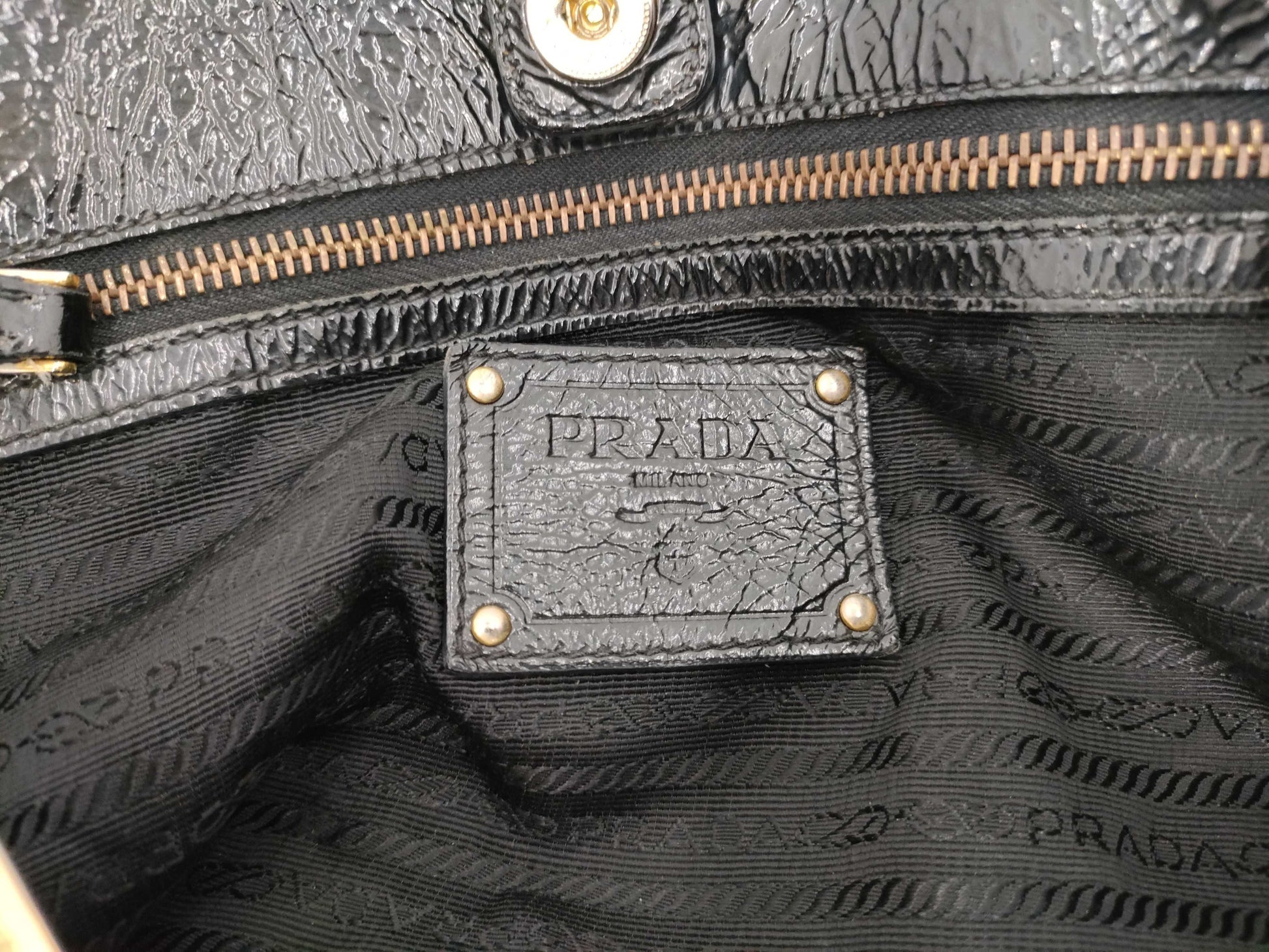 PRADA PRADA Patent Leather Hand Shoulder Tote Bag 2WAY Bag