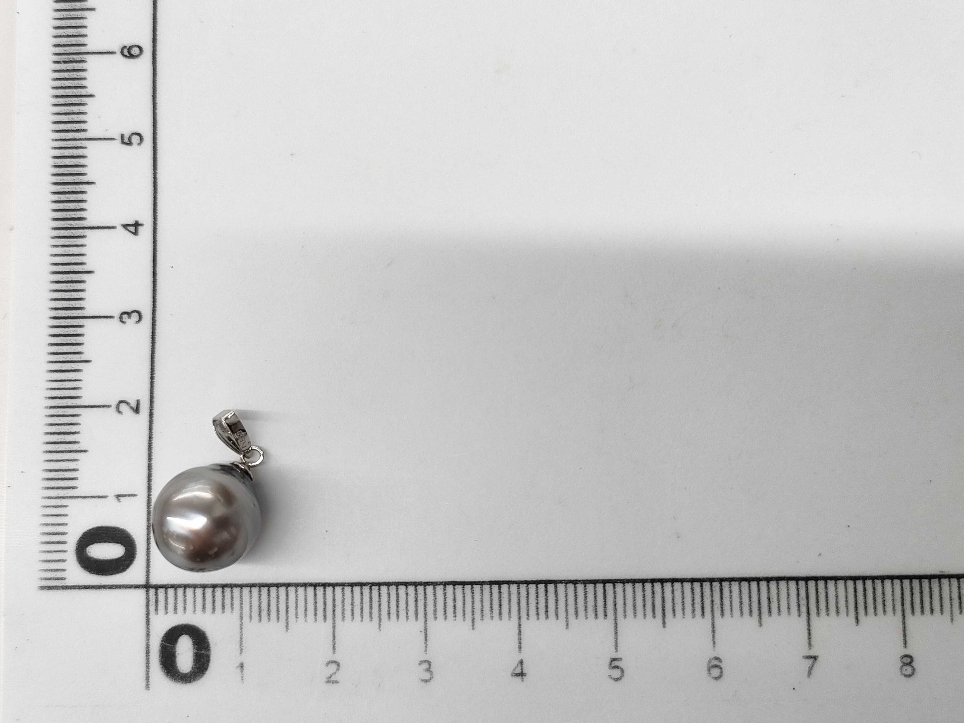 Black South Sea Pearl Pendant Top, Approx. 10.5mm Diameter, PT850, 1.8g 