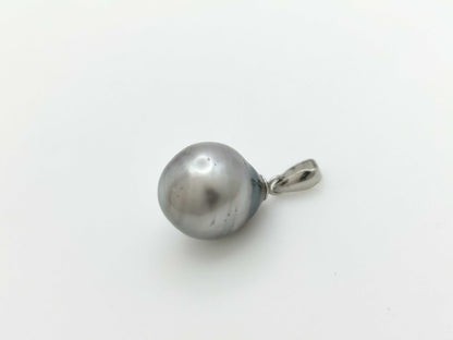 Black South Sea Pearl Pendant Top, Approx. 10.5mm Diameter, PT850, 1.8g 