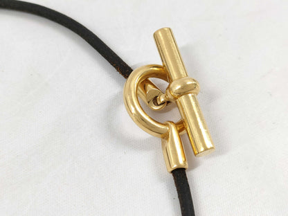 HERMES Grennan Choker Dark Brown GP Necklace