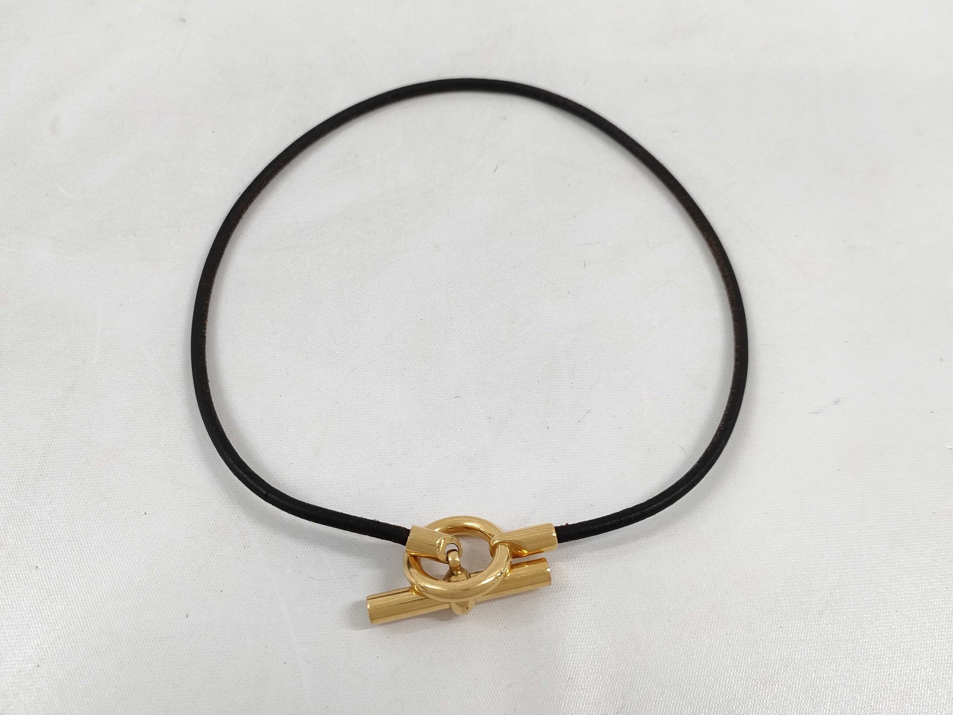 HERMES Grennan Choker Dark Brown GP Necklace