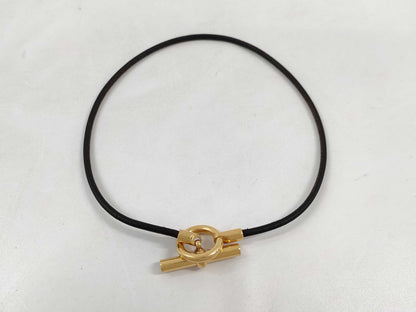 HERMES Grennan Choker Dark Brown GP Necklace