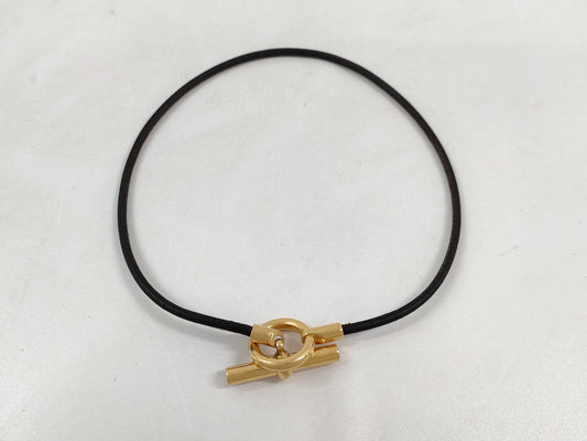 HERMES Grennan Choker Dark Brown GP Necklace