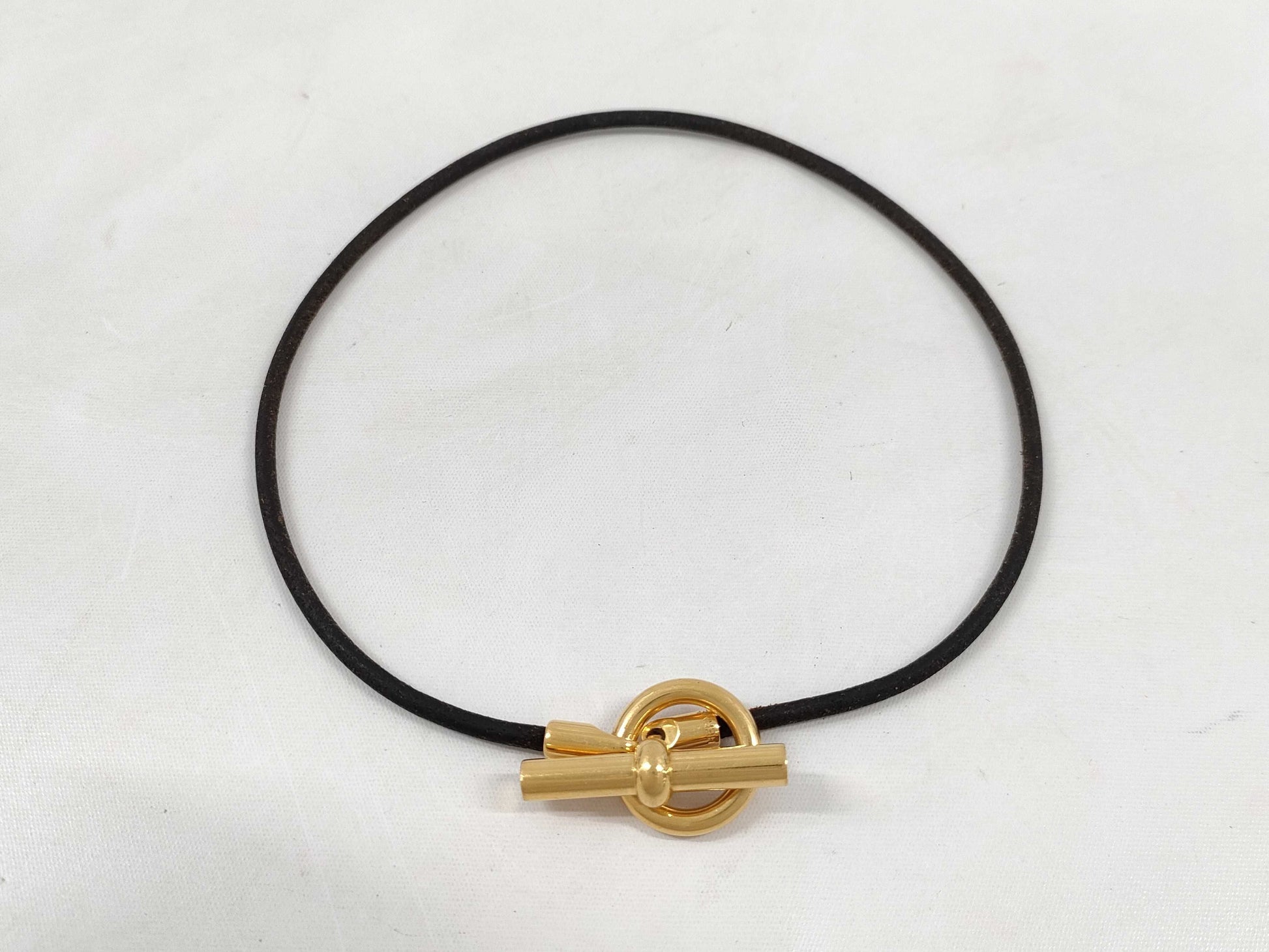 HERMES Grennan Choker Dark Brown GP Necklace
