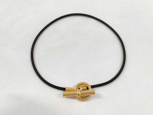 HERMES Grennan Choker Dark Brown GP Necklace