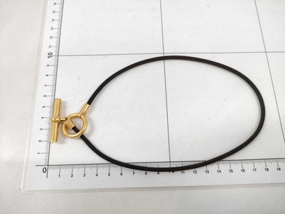 HERMES Grennan Choker Dark Brown GP Necklace