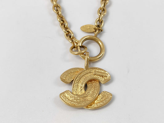 CHANEL CHANEL Coco Mark Matelasse Gold Necklace