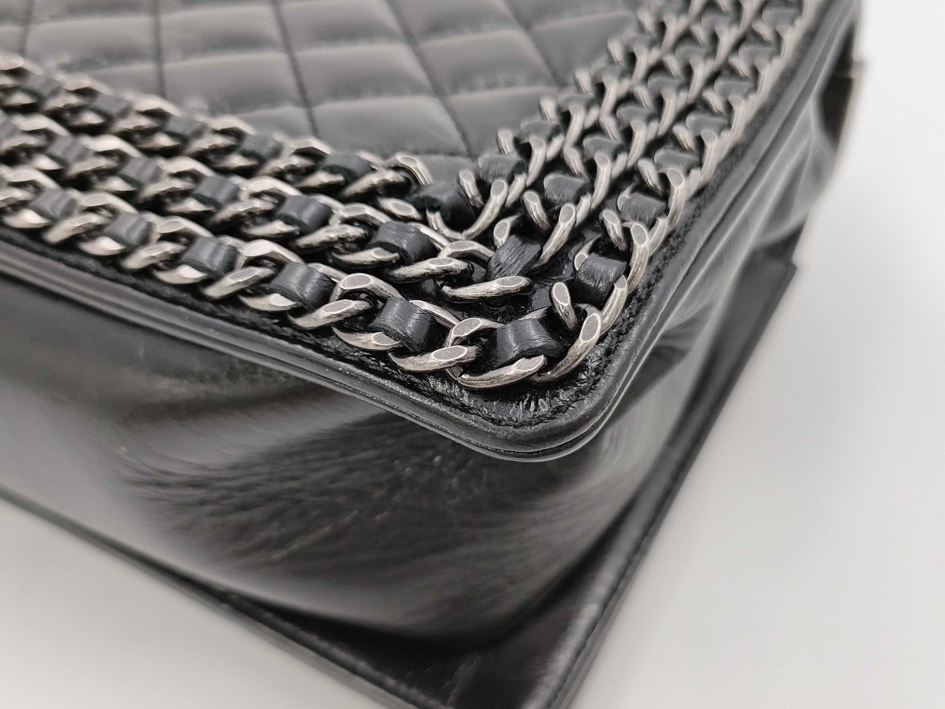 CHANEL Boy Chanel Matelasse Chain Shoulder Bag, Black, 20 Series