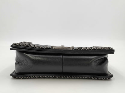CHANEL Boy Chanel Matelasse Chain Shoulder Bag, Black, 20 Series