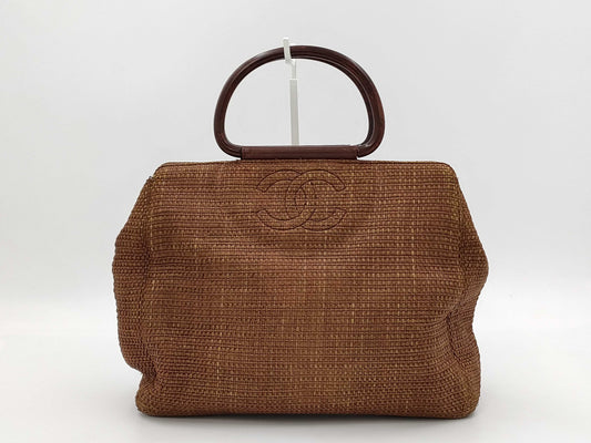 CHANEL Wooden Handle Basket Bag Brown No. 6 Tote Bag
