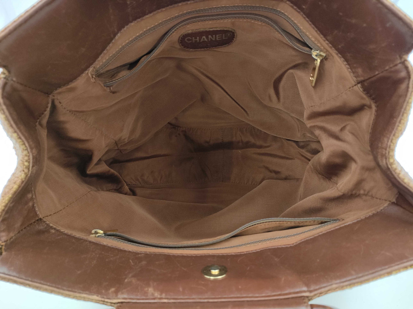 CHANEL Wooden Handle Basket Bag Brown No. 6 Tote Bag