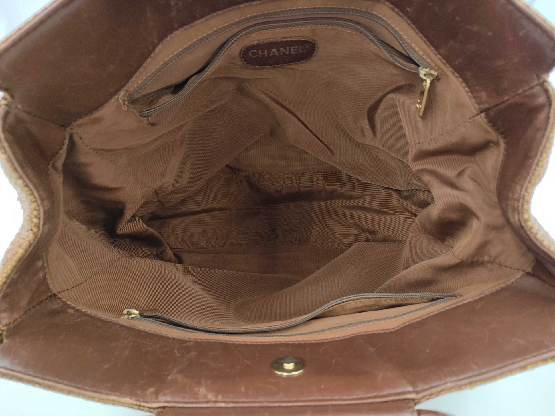 CHANEL Wooden Handle Basket Bag Brown No. 6 Tote Bag